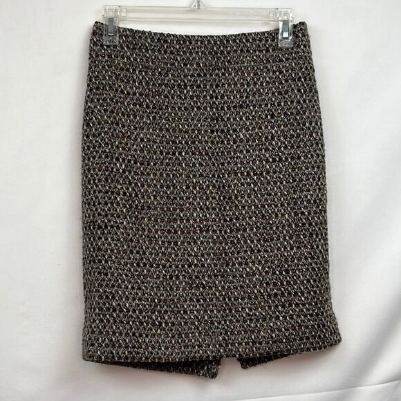 J. Crew brown Tweed pencil skirt size 0 EUC - Picture 1 of 11